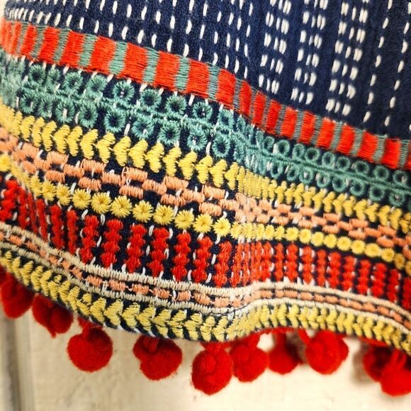 Blue Patterned Women's Jumpsuit with Red Accents - Picture 2 of 11